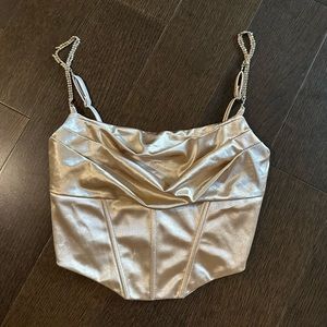 Champagne Corset Top w Sequin Straps